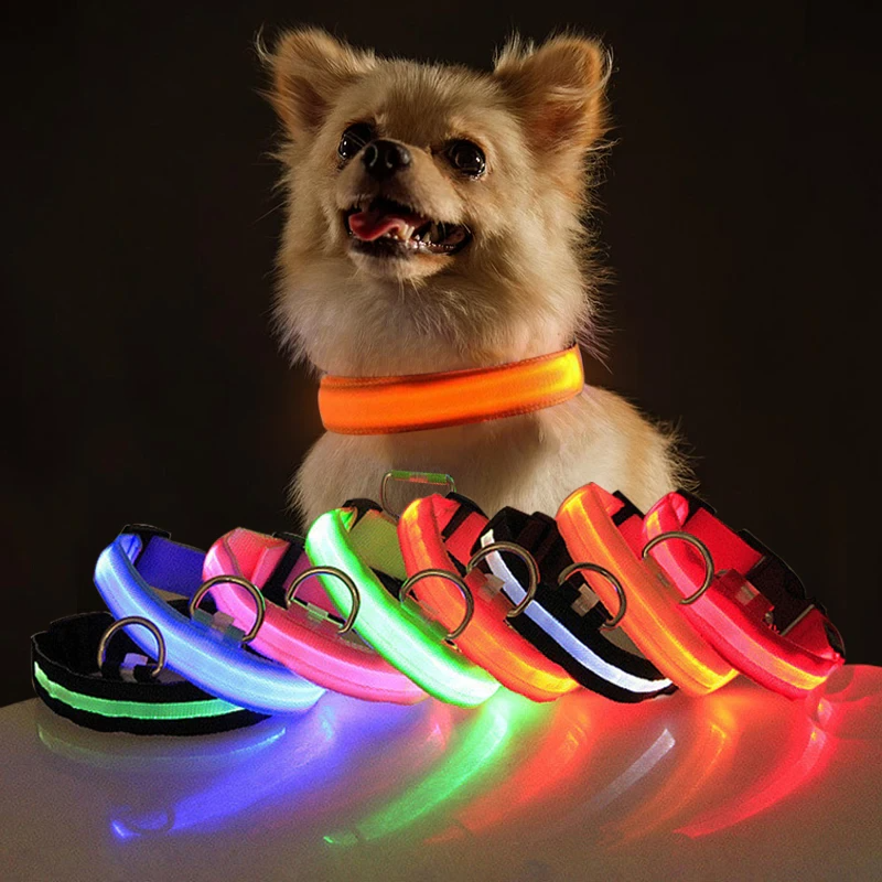 LED Adjustable Dog Collar – Blinking Light Up Safety Collar for Night Walks