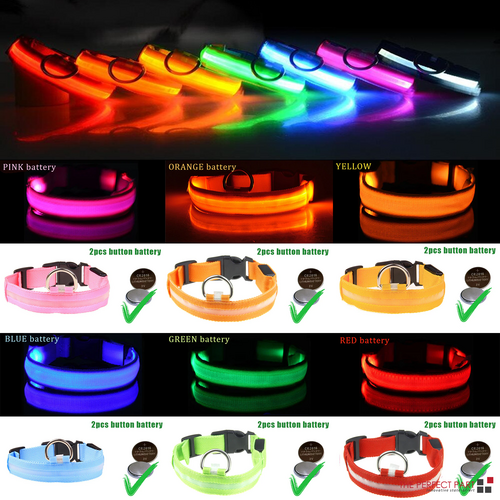 LED Adjustable Dog Collar – Blinking Light Up Safety Collar for Night Walks