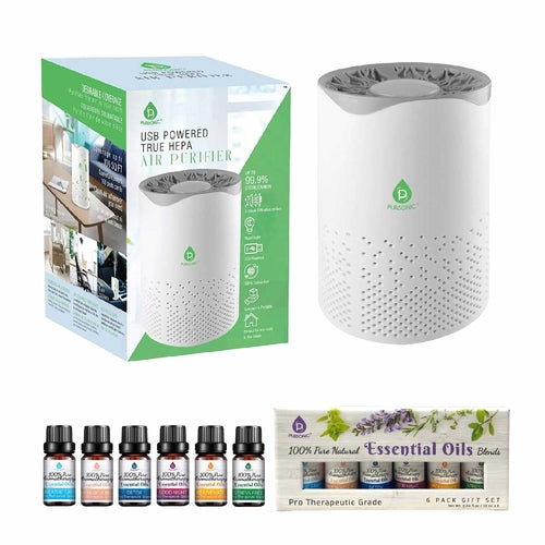 Air purifier with essential oil bottle