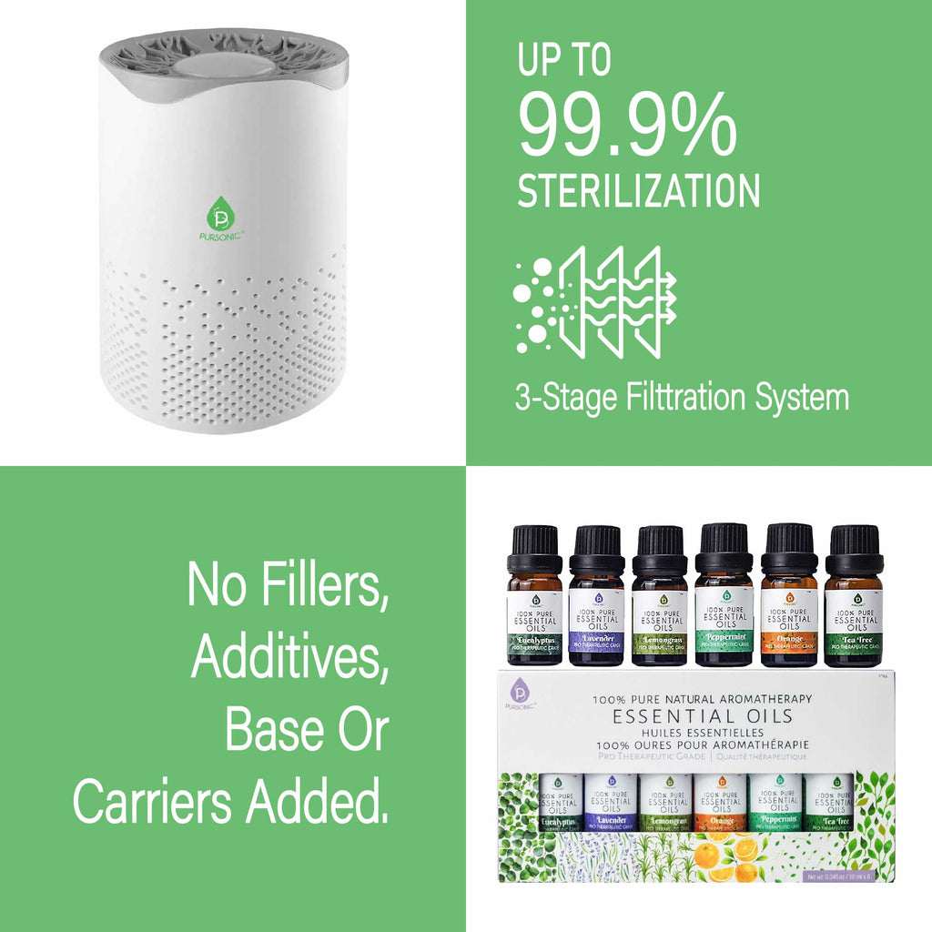 Air purifier with essential oils for pet odor control - front view