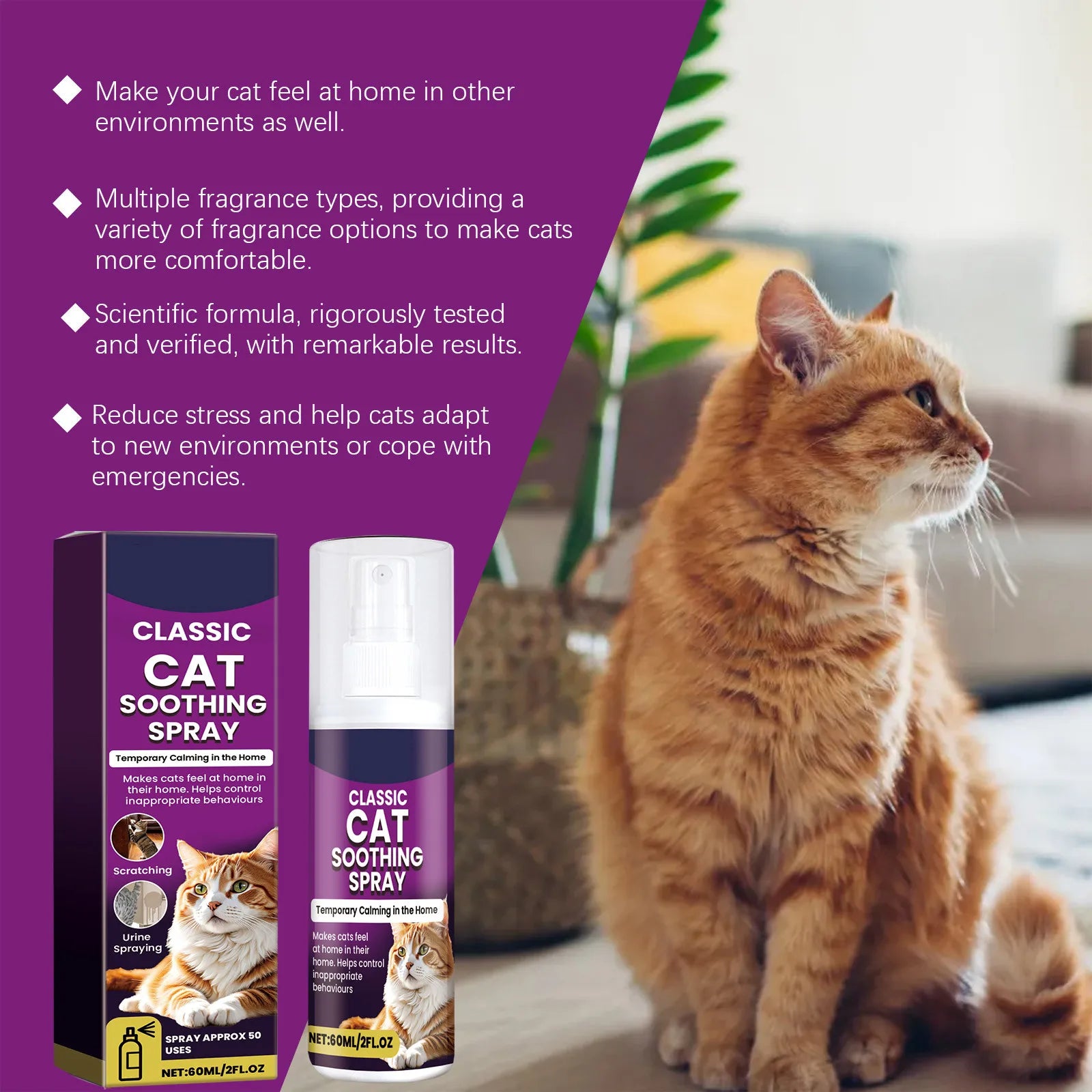 Pet calming spray applied to carrier