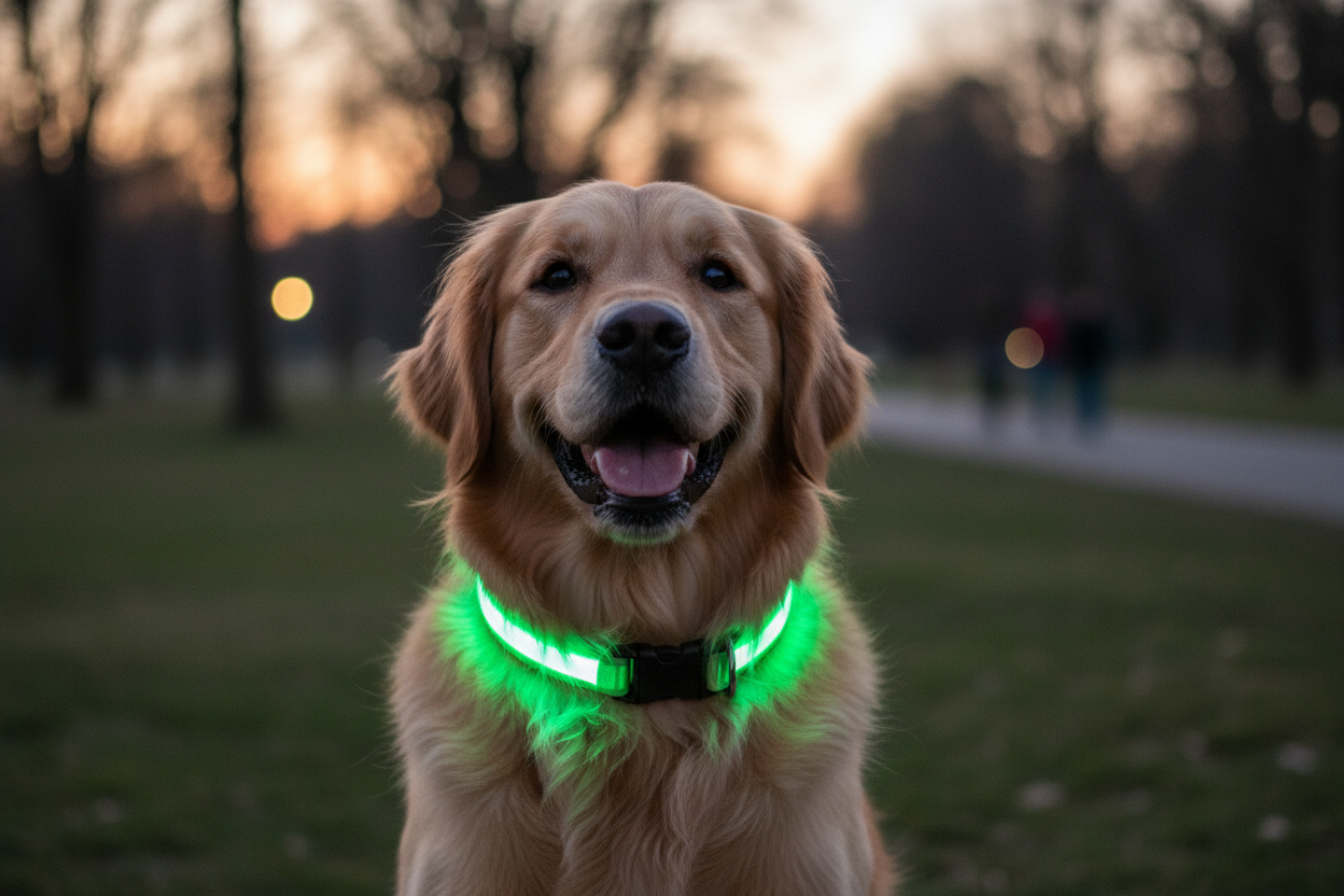 LED Adjustable Dog Collar – Blinking Light Up Safety Collar for Night Walks