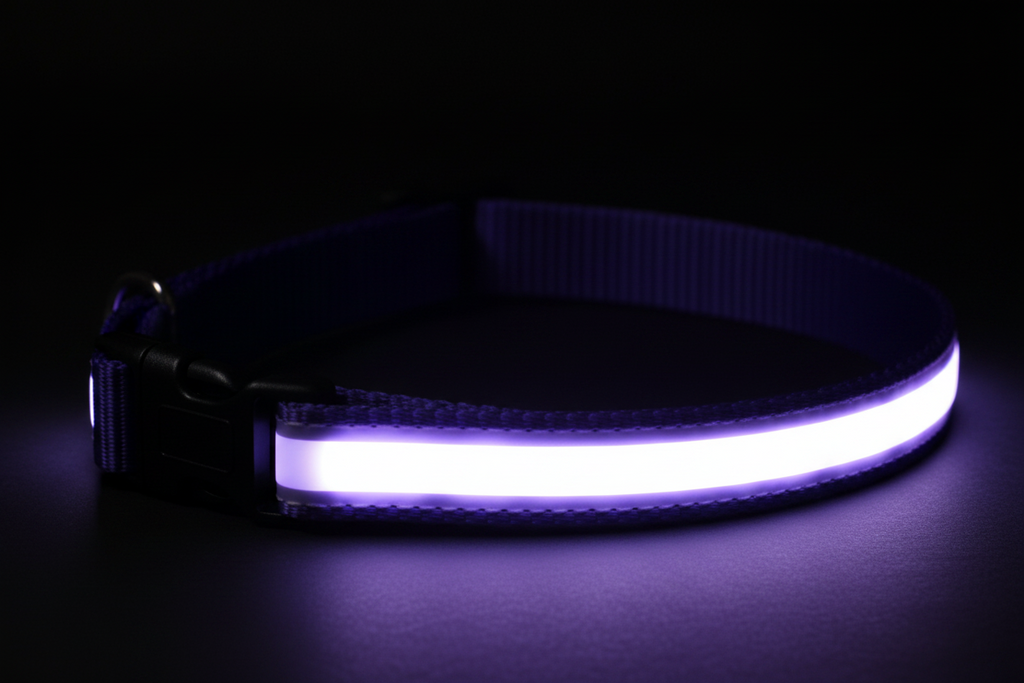 LED Adjustable Dog Collar – Blinking Light Up Safety Collar for Night Walks